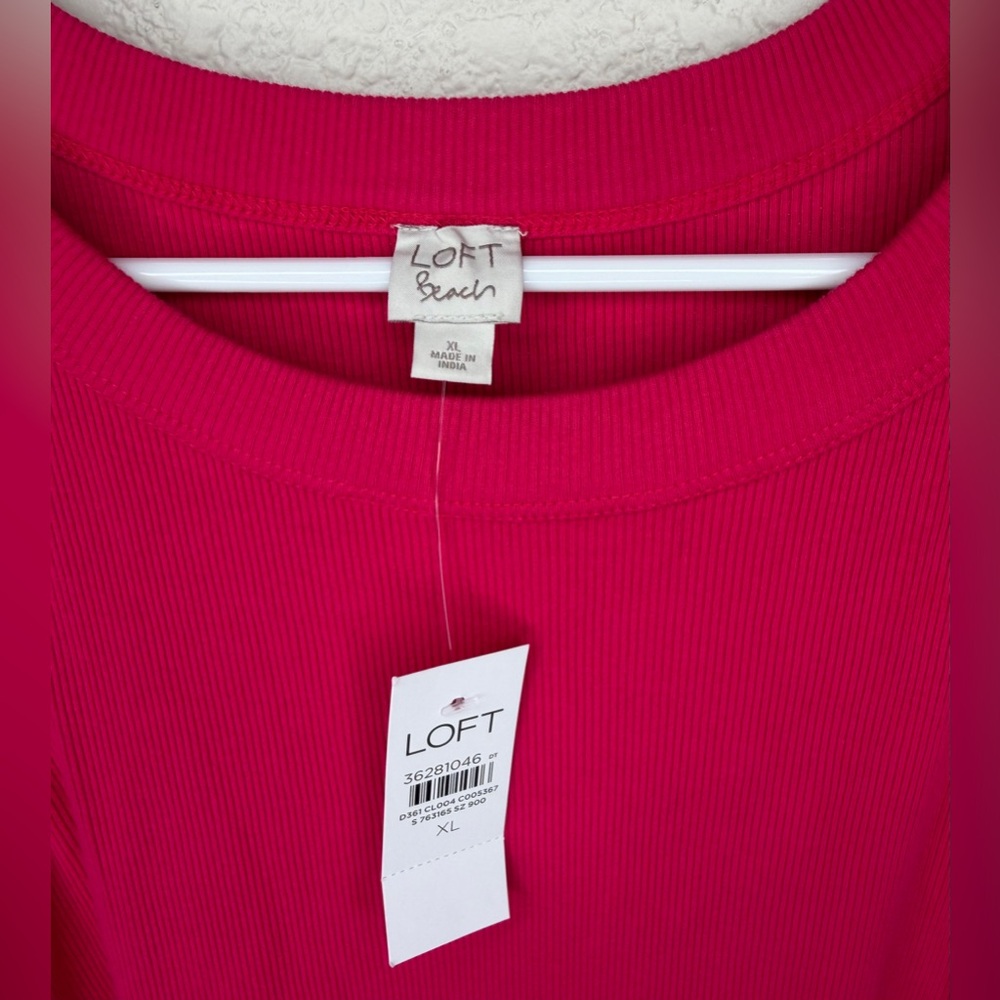 NWT Loft Beach Triple Cloth Mixed Media Maxi Pocket Dress Size XL Hot Pink - Picture 7 of 12